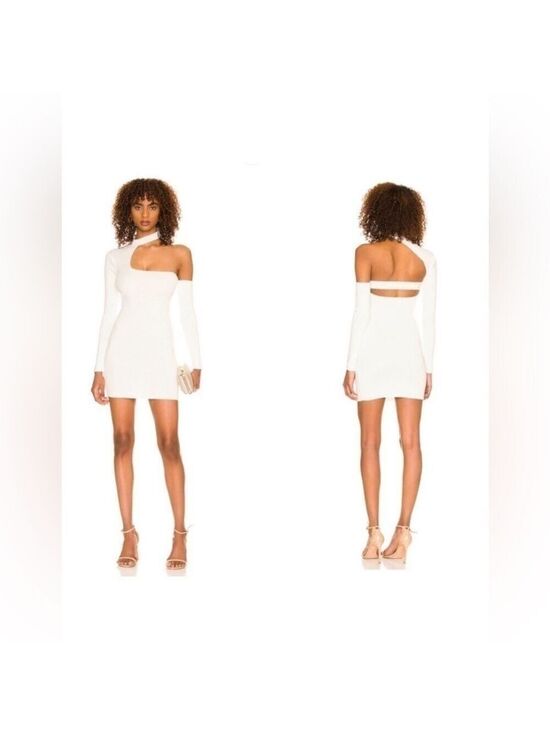 superdown Dresses & Skirts - Superdown Kattie Cut Out One Shoulder Dress in White